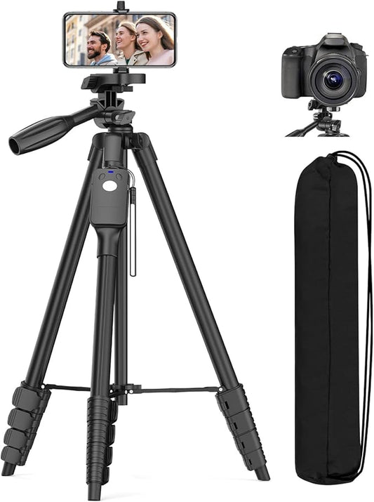 XXZU Tripod, 67" Camera Tripod with Travel Bag, Cell Phone Tripod with Remote, Aluminum Portable Tripod Stand with Phone Tripod Mount & 1/4”Screw, for Phone/Camera/Projector/DSLR/SLR