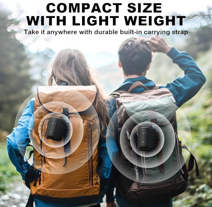 Bobtot Portable Speaker Bluetooth, IPX6 Shower Speaker Waterproof, 15H Playing Time, Loud and Stereo Sound with Bass, Dual Pairing for Party, Camping, Travel, Black