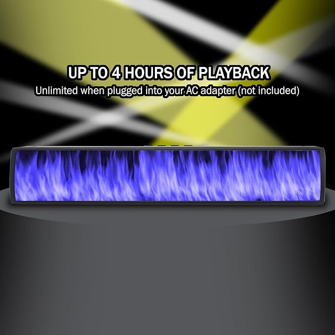 Magnavox MMA4020 Portable Speaker Soundbar with Bluetooth 5.0, Patented Vibrant LED Light Display, True 16 Watts RMS Sound, USB, TFT Playback, Great for Gaming, Stereo (Medium)