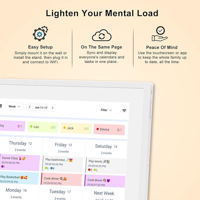 10.1 inch Wall Planner Digital Calendar & Chore Chart, Smart Touchscreen Display for Family Schedules, Hearth DisplayWall Planner, Digital Photo Frame, Great for Organizing Your 2025 Calendar