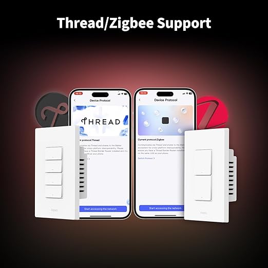 Aqara Smart Light Switch H2 (2-in-1 Neutral, 2 Buttons, 2 Channels), Thread/Zigbee Protocol, Wall Switch for Smart Home, Supports Apple Home, Google, Alexa, Matter Over Thread