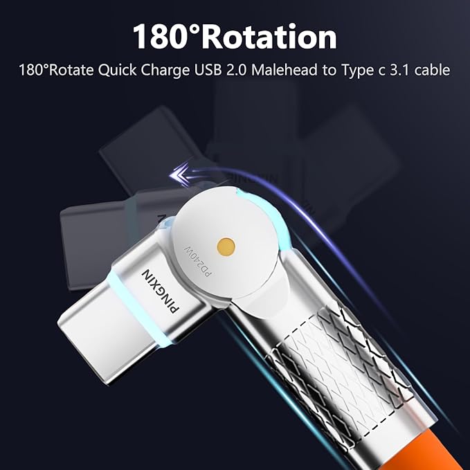 USB C to USB C Cable10ft, 240W 2-Pack USB 2.0, Type C Charger Cable Fast Charge for iPhone 16/16Pro/16Plus/16ProMax,MacBook Air,iPad Pro,Pixel,Samsung Galaxy S23/S24-Orange +White