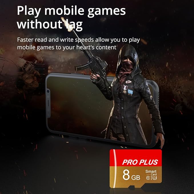 2 Pack TF Card 8GB with Adapter, High Speed Memory Card, UHS-I C10 A1 Memory TF Card for Tablet/Mobile Phone/Camera/Car Audio/Game Console (TF162 Red Gold 8GB)