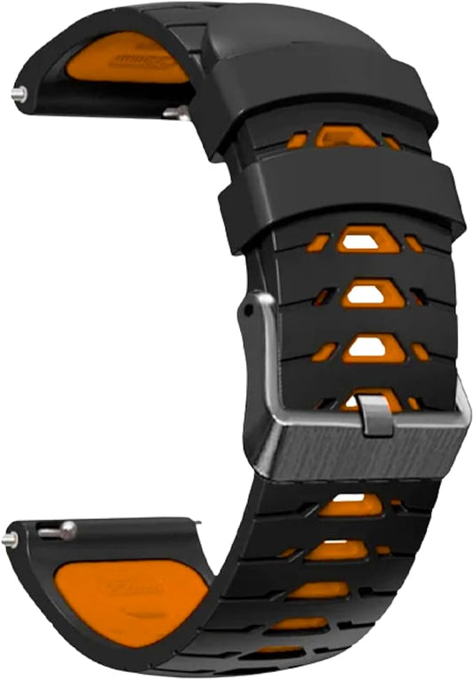 Silicone Watch Strap for Men, Silicone Smart Watch Band Strap for Original & Foreman, Smartwatch Accessories, Quick-Swap Design (Black and Orange)