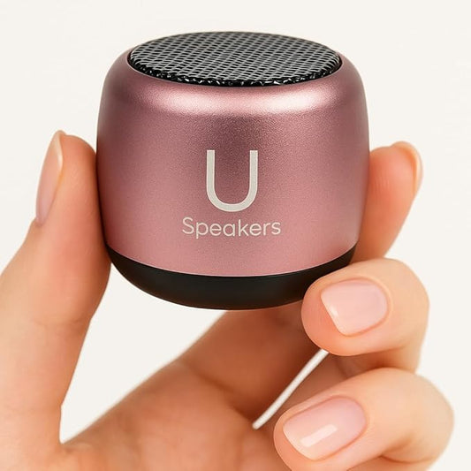 Fashionit U Micro Bluetooth Speaker | Coin-Sized Speakers Bluetooth Wireless with Built-in Mic & Remote Shutter | Portable Rich Sound for Travel, Shower, Beach | Pink