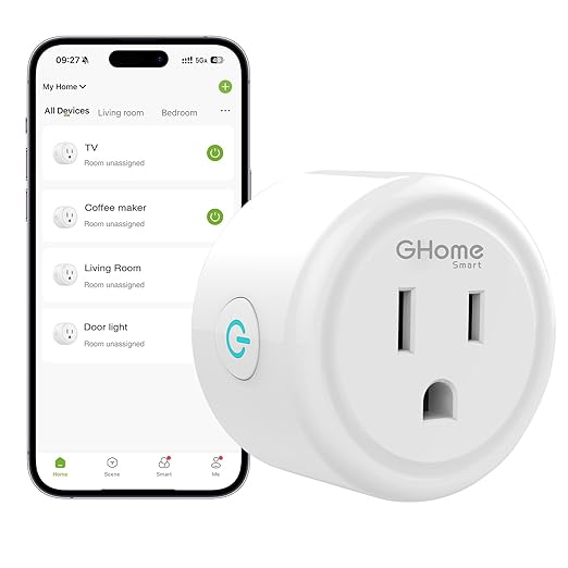 GHome Smart Plug Mini, WiFi Smart Outlet Plug Compatible with Alexa and Google Home, Timer Outlet with APP Control, Smart Plugs Only Supports 2.4GHz Network, No Hub Required, ETL FCC Listed, White
