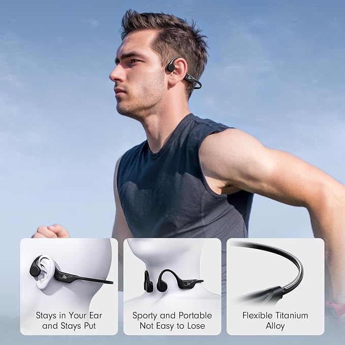 Bone Conduction Headphones,Open Ear Headphones Bluetooth5.4 with Mic,Wireless Headphones 10H Playtime, Waterproof Sport Headphone Suitable for Running,Cycling, Outdoor Sports Black