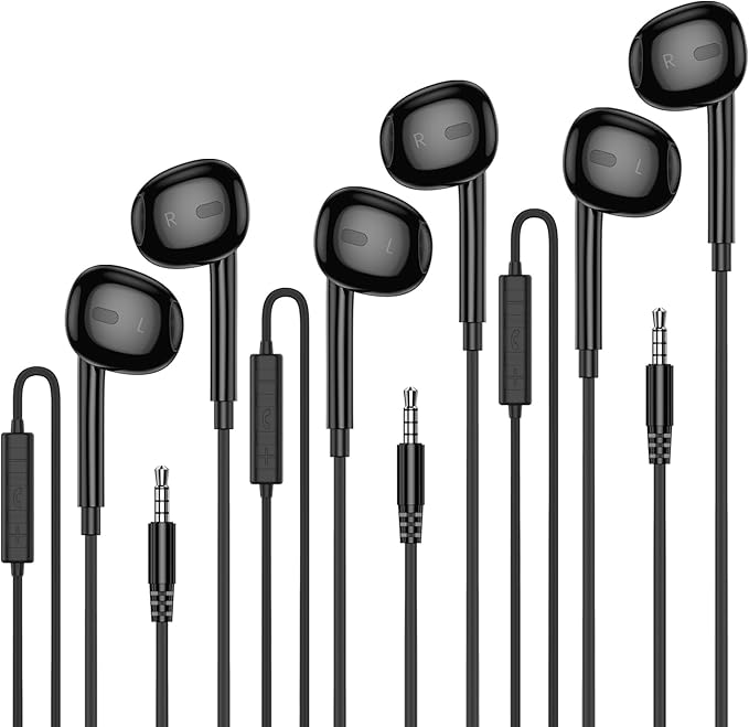 MOSWAG Wired Earbuds with Microphone, 3.5mm Jack in Ear Headphones with Microphone Suitable for Smartphones, Computers, Laptops, IPads, MP3 Players, Etc
