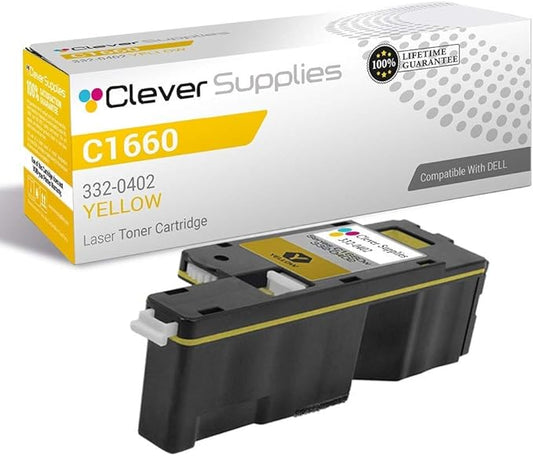 CS Replacement Toner Cartridge Compatible with Dell C1660 332-0402 Yellow Color Laser C1660w