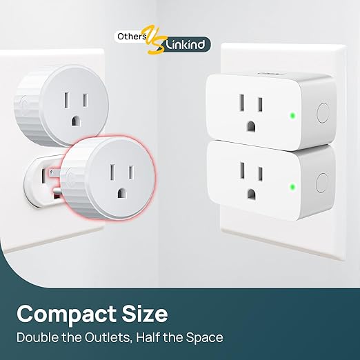 Linkind Matter Smart Plug, Work with Apple Home, Siri, Alexa, Google, SmartThings, Smart Outlet 15A/1800W Max, Smart Home Automation, APP Remote Control,Timer&Schedule, 2.4G Wi-Fi Only, 4 Pack
