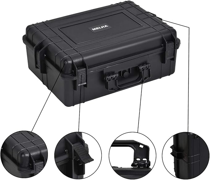 MEIJIA Portable Waterproof Protective Hard Case, Camera Case with Customizable Fit Foam Inserted,Fit Use of Drones,Camera,Equipments, Elegant Black (22.4"X16.73"X8.46")
