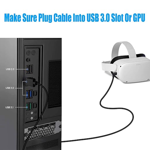 VR Link Cable 26ft,Compatible with Oculus Quest 2 Quest 3/Pro/Pico4 Accessories,USB 3.1 to Type-C for Meta/Quest 3/Steam VR Headset Gaming Connection PC,8M
