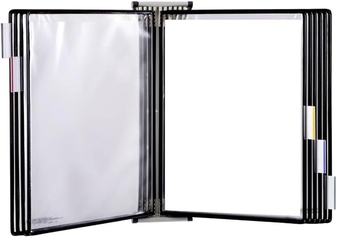 Tarifold DJOIS Wall Mount Reference System - Durable Steel Wire Frames - Letter-Size - 10 Double-Sided Non-Glare Display Pockets - 20 Sheet Capacity - Adjustable Tabs - Made in France - Black
