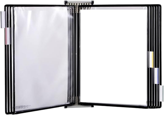 Tarifold DJOIS Wall Mount Reference System - Durable Steel Wire Frames - Letter-Size - 10 Double-Sided Non-Glare Display Pockets - 20 Sheet Capacity - Adjustable Tabs - Made in France - Black