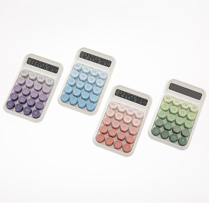 Y YOMA 1 Pack Mechanical Switch Calculator with 10 Digit Large LCD Display Big Button, Mini Cute Desktop Calculator 4 Function Basic Calculators for School Home Office Business, Dusty Violet