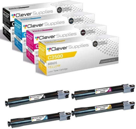 CS Replacement Toner Cartridge Compatible with Ricoh C3500 888604 Black 888607 Cyan 888606 Magenta 888605 Yellow Color Laser Aficio C3500 Aficio C4500 Aficio MP C3500 MP C3500 SPF C4500 4 Color Set