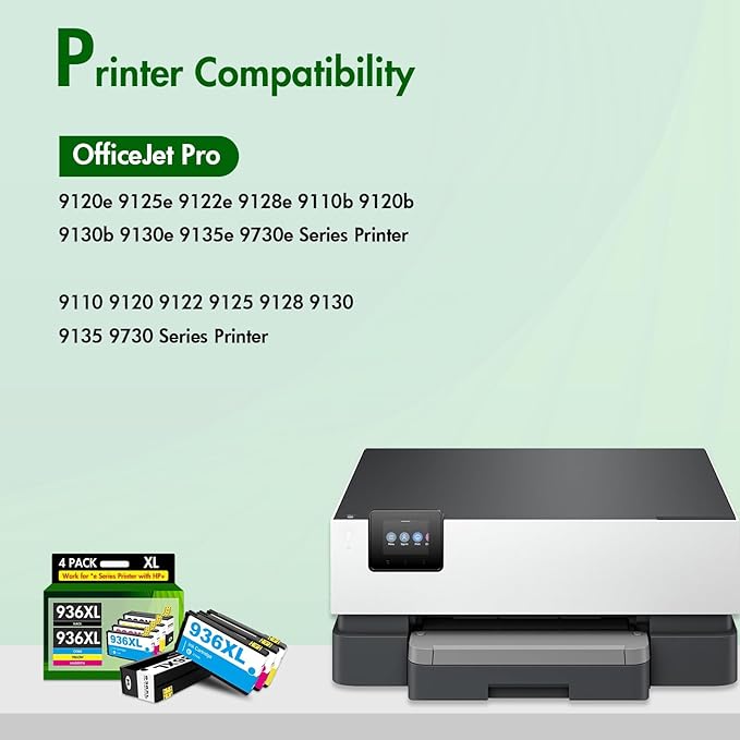 936XL 936e Ink Cartridges Combo Pack: Replacement for HP 936XL 936 Combo Pack for HP OfficeJet Pro 9120e Series 9125e 9122e 9128e 9120b 9130b 9130e 9135e 9730e Printer（4 Pack）