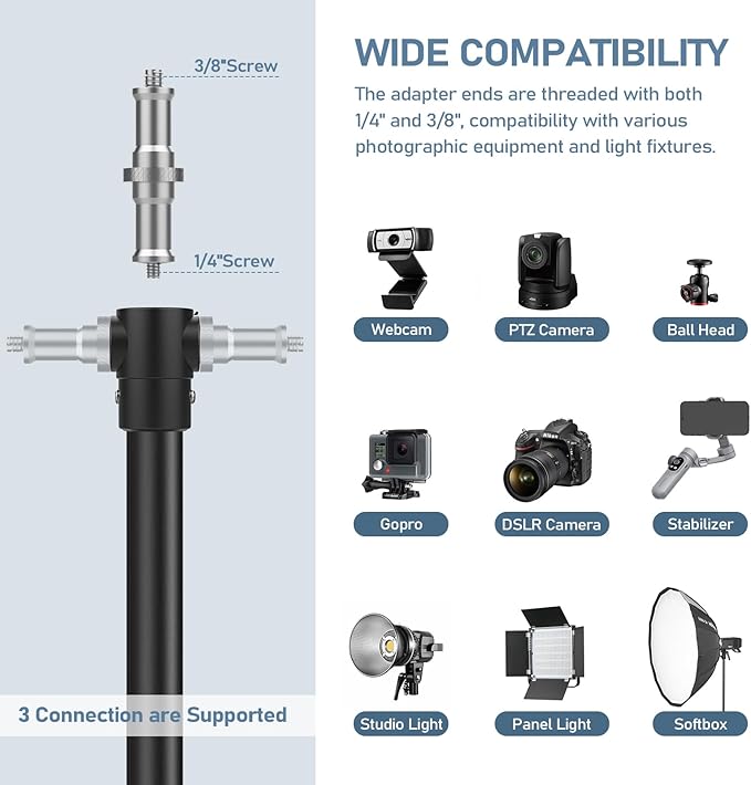 13.1' Heavy Duty Light Stand Photography, Sdfghj 157.2in/4m Adjustable Metal Professional Sky High Tripod with Air Cushioned with 1/4"& 3/8" Screw Adapter Compatible with Most DSLR Cameras