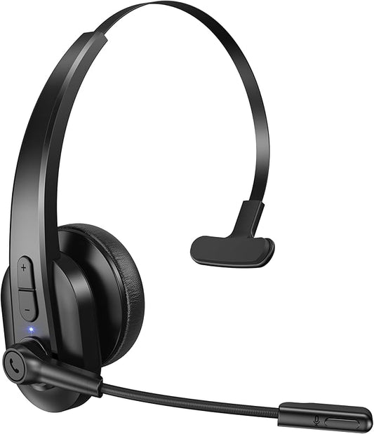 Wireless Headset with Microphone, Bluetooth Headset for Cell Phones, Computer, Zoom Skype Mettings, On Ear for Work