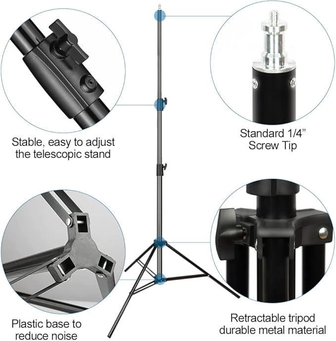 Heavy Duty Aluminum Alloy Photography Video Tripod Light Stands, Tripod Stands for Softboxes, Umbrellas, Reflectors, Lights - Pack of 2, 9.19 Feet/2.8M