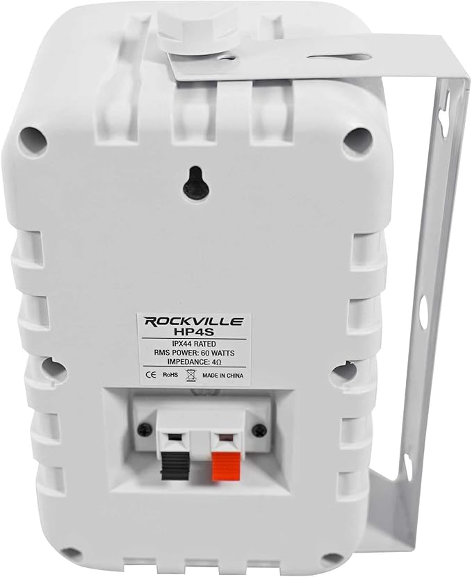 Rockville HP4S Pair 360W 4" Outdoor/Indoor Speakers 4 Ohm, Weather-Resistant, Swivel Brackets, 4" Woofer + 1/2" Tweeter, for Home Theater and Patio