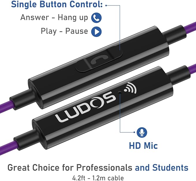 LUDOS Ultra USB C Headphones for iPhone 16 15 Pro Max Plus iPad Pro, 5 Years Warranty, Magnetic USB-C Earbuds for Samsung Galaxy S24 S23 Ultra S22 S21 FE S20 A55 A54 A53, USB Type C Earphone - Purple