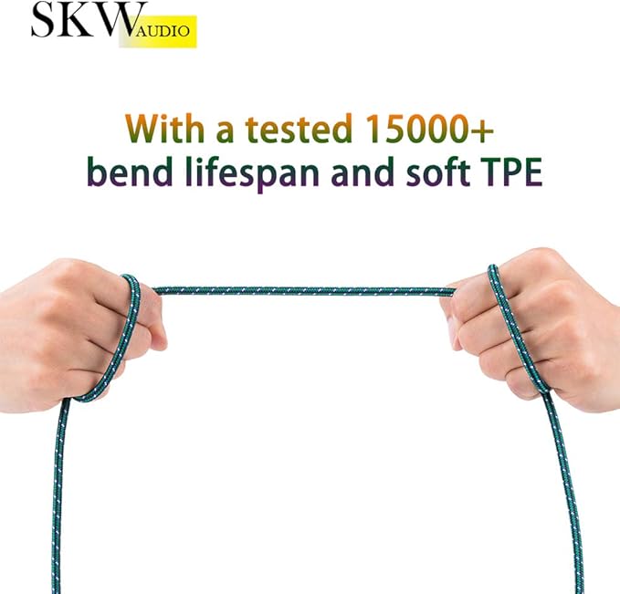 SKW 3.5mm Aux Cable for Car, 3.2ft/1M, Dark Green, Compatible with iPhone, iPod, Echo Dot, Sony & More