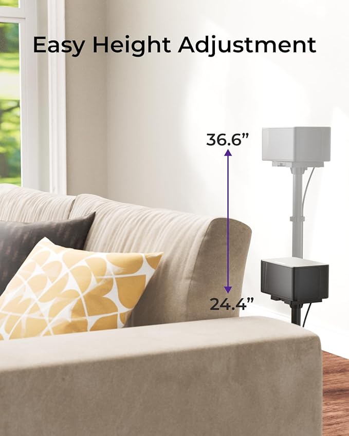 ULTIMEA 2-Pack Universal Height-Adjustable Speaker Stands, Black Floor Speaker Stand with 3KG Capacity, Extendable from 62cm to 93cm for Satellite & Bookshelf Speakers, Steady 310