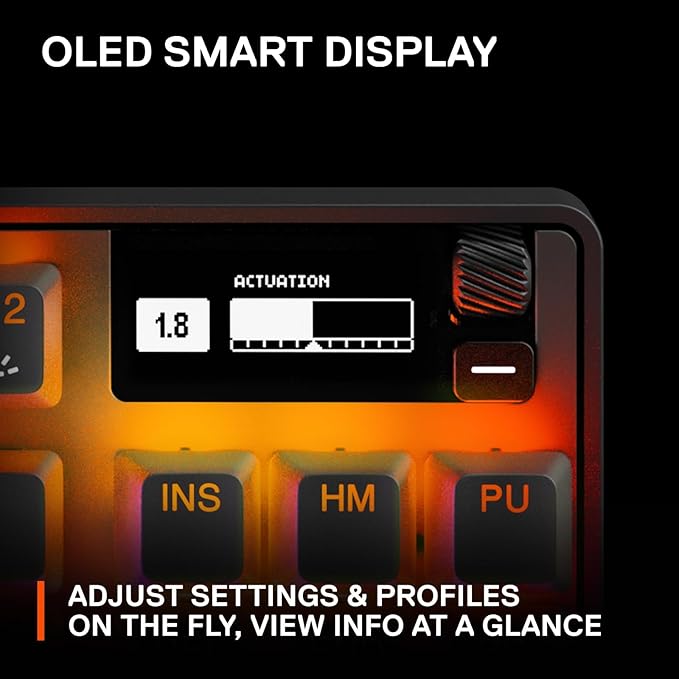 SteelSeries Apex Pro TKL Wireless HyperMagnetic Gaming Keyboard — Esports Tenkeyless — OLED Screen — Adjustable Actuation — PBT Keycaps — Bluetooth — 2.4GHz — USB-C