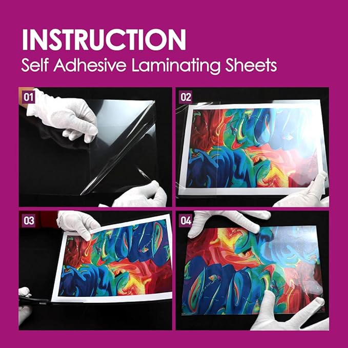 Self Adhesive Laminating Sheets 12.3x17.1 inch, 20 Pack, 4mil Thickness, No Heat, No Machine Laminating Sheets Self Sealing by HA SHI