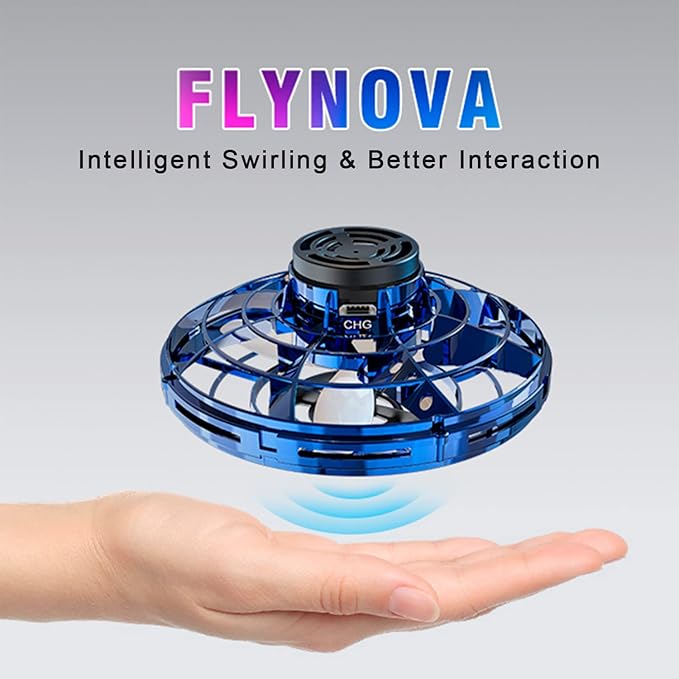 FLYNOVA Cool Kids Light Up Toys,Hand Operated UFO Drones,Mini Flying Orb with Lights,Hover Boomerang Spinner,Xmas Birthday Gifts for Adult Teen,Indoor Outdoor Summer Party Toys with Family Friends
