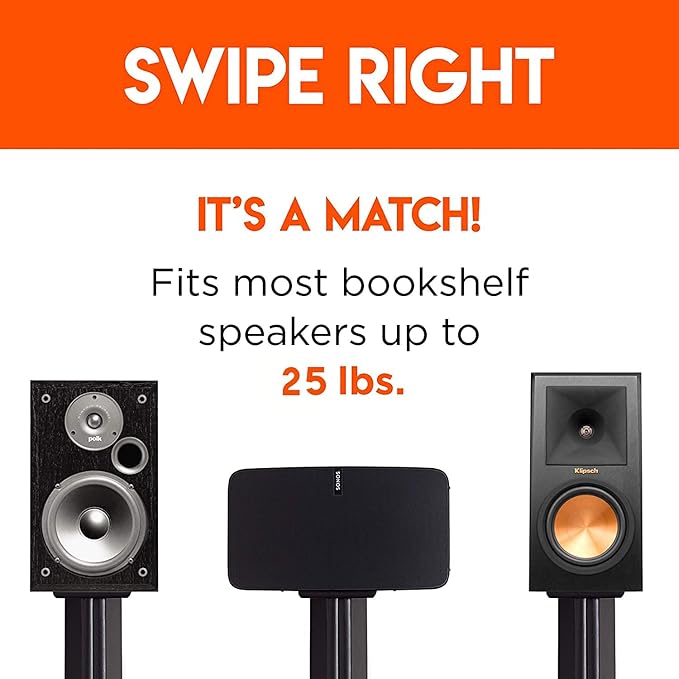 ECHOGEAR Universal Floor Speaker Stands - Vibration-Absorbing MDF Design Works with Klipsch, Polk, JBL & Other Bookshelf Speakers Or Studio Monitors - Includes Sound Iso Pads & Carpet Spikes