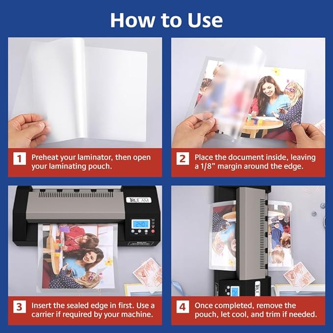 TruLam 5 Mil Laminating Pouches with Rounded Corners | Menu Large Size | 12 in. x 18 in. | Glossy Finish | Premium Adhesive for High-Clarity | 2 Carriers Included | 100 Pack