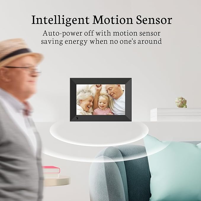 BSIMB 8 Inch Digital Picture Frame Touch Screen, 1280x800 HD WiFi Electronic Photo Frame 16GB, Share Pictures/Videos via App/USB/SD Easy Setup Gifts for Mom, Auto-Rotate, Dark Black