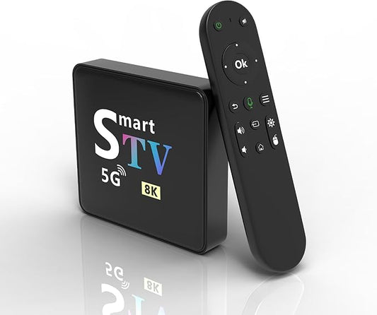 Streaming Media Player Converts Regular TV to Smart TV 4K Resolution Built-in Android 14.0 OS Quad-Core Processor WIFI6 Bluetooth Bluetooth Voice Remote 2GB+8GB Memory (M9-8K)