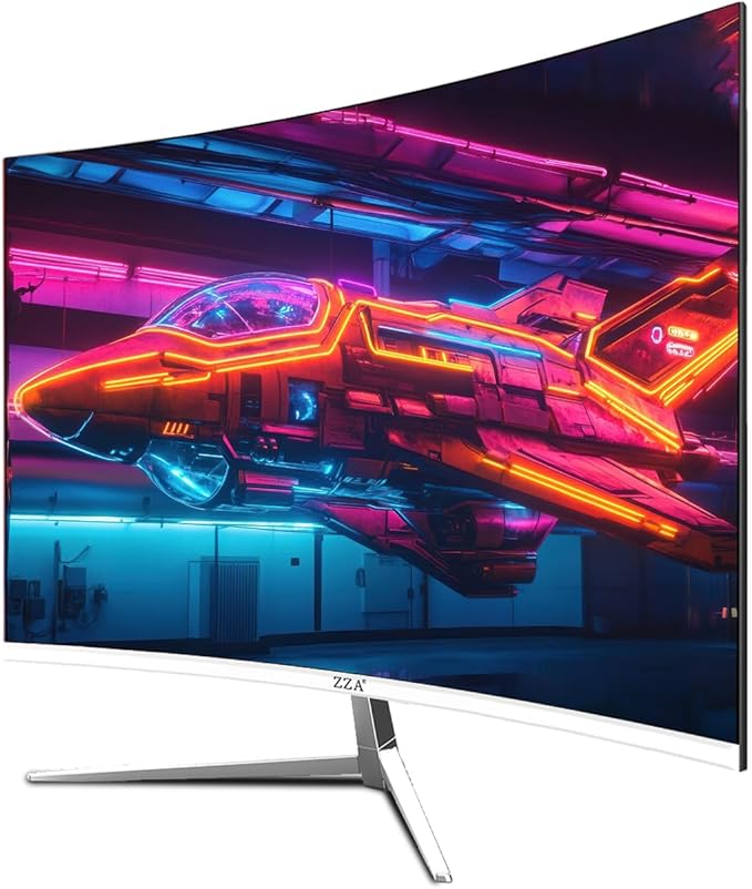 ZZA 27 inch White Gaming Monitor,300Hz Curved Monitor,Full HD 1080P White Computer Monitor,Eye-Care Display with HDMI,DP,FreeSync,Wall Mountable for Gaming and Office
