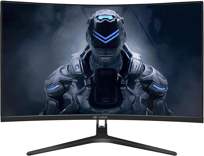 CRUA 27" Curved Gaming Monitor, FHD 1920x1080P, 144Hz/180Hz Computer Monitor, 1800R VA Screen, 120% sRGB, AMD FreeSync, HDMI & DP, Wall Mount Install- Black