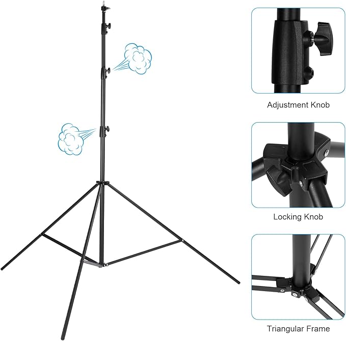 20ft Tall Camera Tripod Stand Heavy Duty Stainless Steel, 1/4 "& 3/8" Screw Adapter, Suitable for Outdoor and Aerial Photography