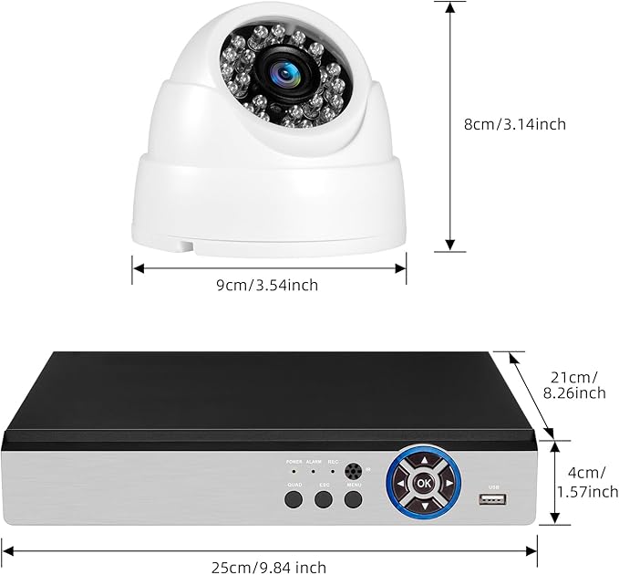 Fuers 5MP Security Camera System Indoor with AI Human Detection, 8CH H.265+ Security DVR Recorder and 2 x 2592TVL 5MP Home CCTV Dome Surveillance Cameras, Smart Playback, Email Alert,500G Hard Drive