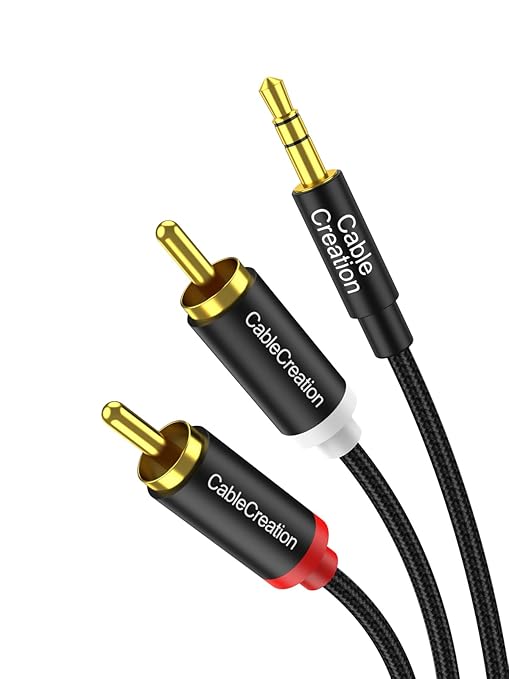 CableCreation RCA to 3.5mm Cable 6.6FT, 3.5mm Male to 2RCA Male Stereo Y Splitter HiFi Sound Audio Cord Compatible with Echo Dot, Smartphone, MP3, Tablet, Stereo Receiver, Car, Speaker, HDTV