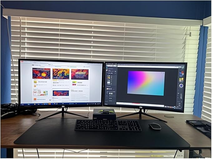 ZZA 27 inch Curved Monitor with 2K 2560 x 1440|75hz Computer Monitor 27 inch QHD with HDMI,DP and Wall Mountable| 1440P Eye Care PC Office Monitor for Working and Gaming