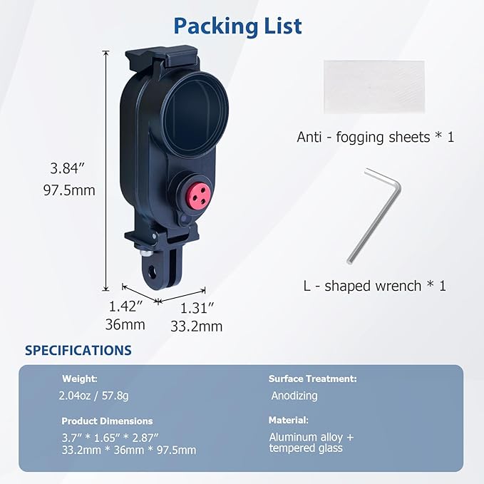 Aluminum Waterproof Case for Insta360 Go3 Go3s 80M Deep Waterproof Camera Housing with Dual Interface for Insta360 Go3 Go3s (63091)