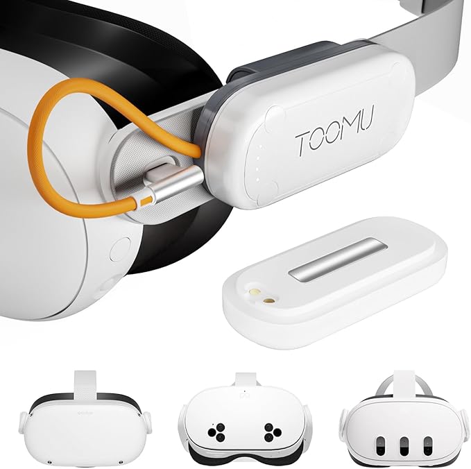 Dual Battery Pack Set for Meta Quest 2 / Quest 3 / Quest 3S, 8000mAh Battery Pack Compatible with Quest 2/3/3S, VR Extended Power Accessories Magnetic Connections and Lightweight Design