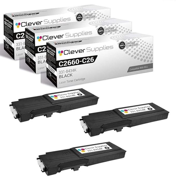 CS Replacement Toner Cartridge Compatible with Dell C2660 593-BBBU Black C2665 C2665dnf C2660 C2665 C2660dn C2665dnf 6000 Each Page Yield 3 Set