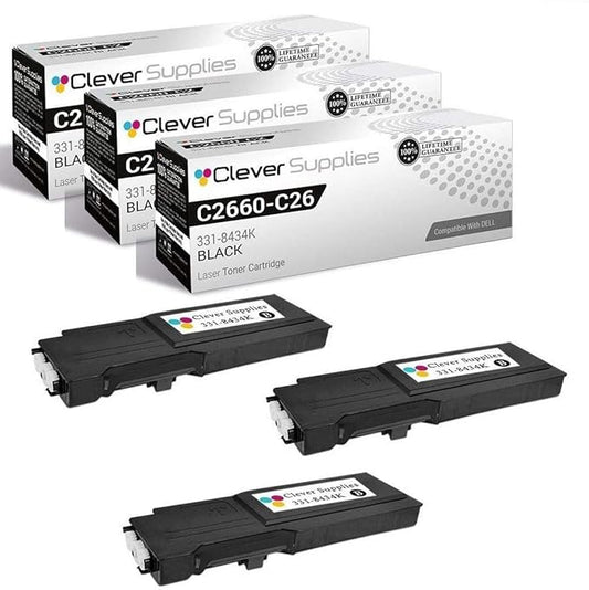 CS Replacement Toner Cartridge Compatible with Dell C2660 593-BBBU Black C2665 C2665dnf C2660 C2665 C2660dn C2665dnf 6000 Each Page Yield 3 Set