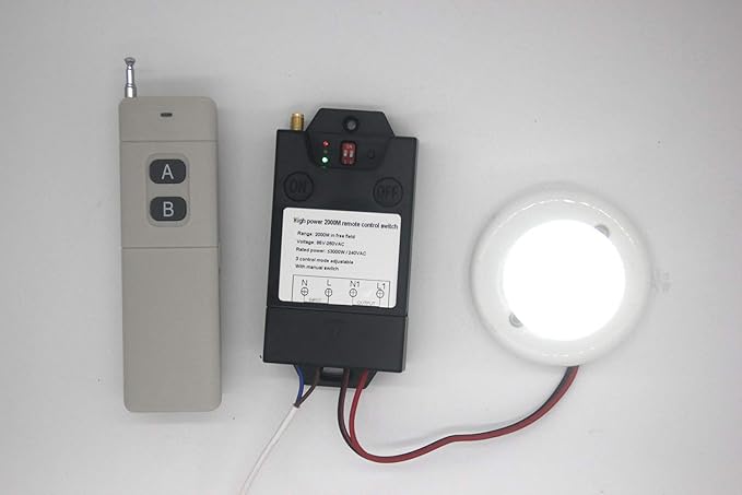 2000 Meters Long Distance Wireless Remote Control Switch high Power Water Pump Motor Lighting Industrial Wireless Remote Control Switch AC 110V 220V Relay Switch Transmitter High Range 6600ft