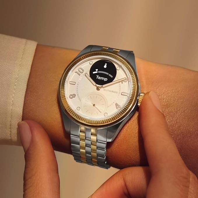 Withings Scanwatch Nova Brilliant - Health Hybrid Smart Watch for Men & Women - SPO2, Temperature Monitoring, Sleep, Respiratory Health, Cycle Monitoring, 30-Day Battery Life, Apple iOS/Android