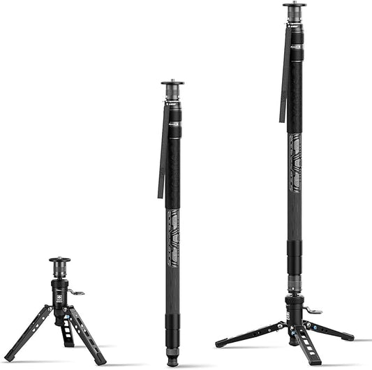 SIRUI SVM-165P Rapid Monopod with Pedal, 65" Carbon Fiber Camera Monopod with Feet, One-Step Height Adjustment with Twist Lock, Max Load 22lbs/ 10kg