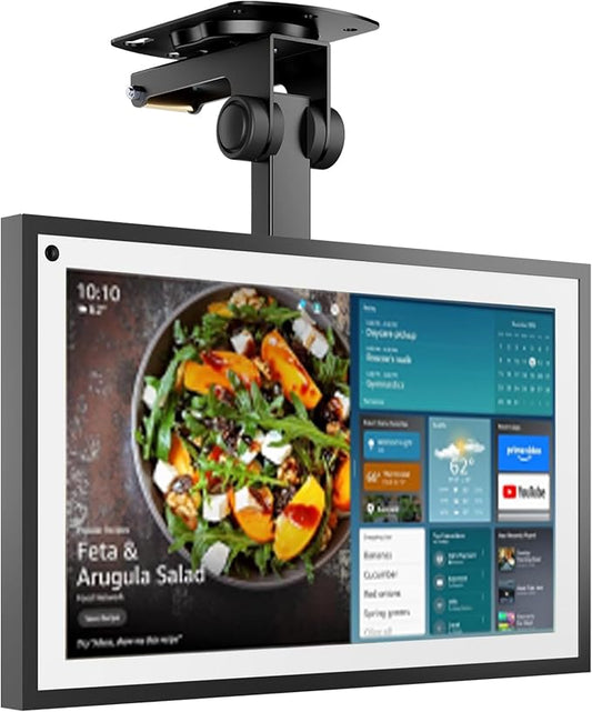 WALI Under Cabinet Mount for Echo Show 21, Echo Show 15, Height Adjustable and Foldable Mounting Bracket, Tilt Swivel for Echo Show 21, Echo Show 15, Holds up to 44lbs (ECS001), Black
