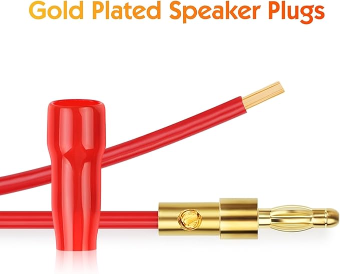 4 mm Gold Plated Open Screw Type Speaker Connector Banana Plugs,12 Count(1 Pack of 6 Pairs)